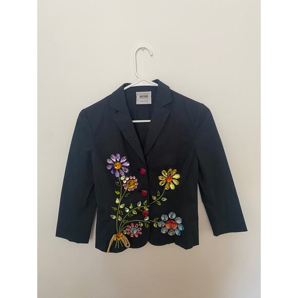 Vintage 00’s Moschino Cheap And Chic Gem Embellished Cropped Blazer - Picture 1 of 6